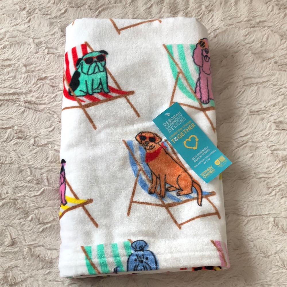 Colorful Dog Print Beach Towel